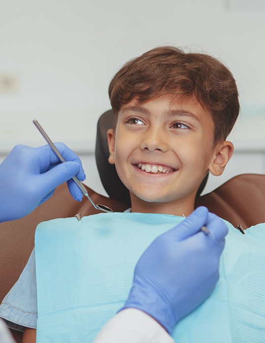Young boy undergoing dental checkup 