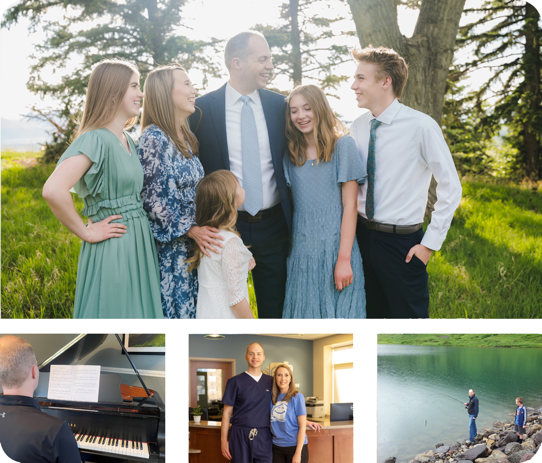 Collage of images of Doctor Benzley and his family