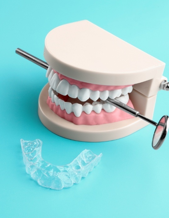 Model smile grinding teeth before nightguards for bruxism