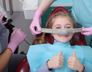 Child getting nitrous oxide sedation