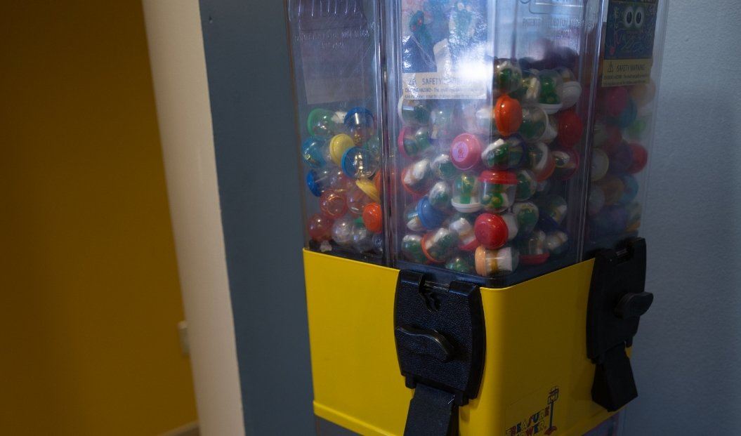 Prize machine in pediatric dental office waiting room