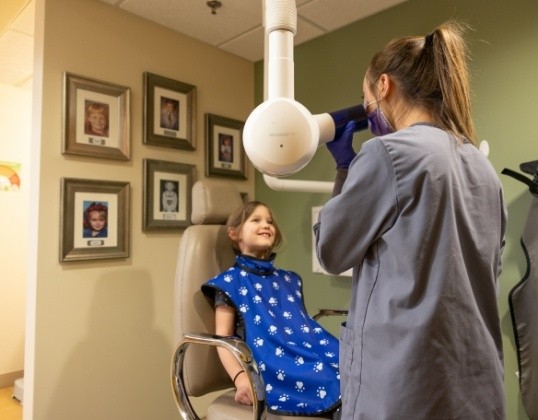 Dental team member capturing digital dental x rays