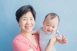 mom and happy baby